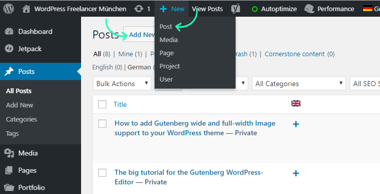 wordpress posts-pages